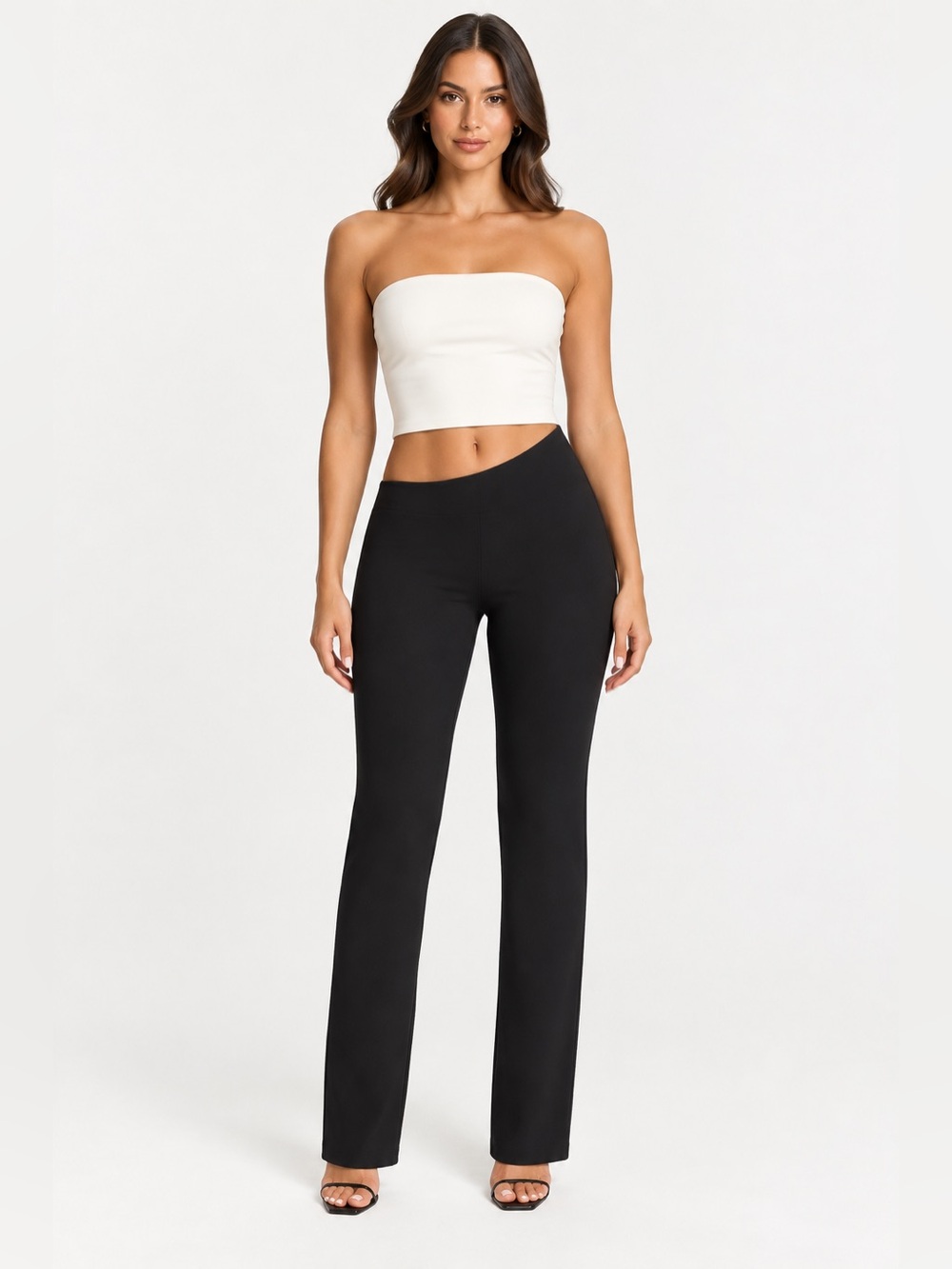 Naked Wardrobe Smooth Asymmetric Waist Straight Pants Black